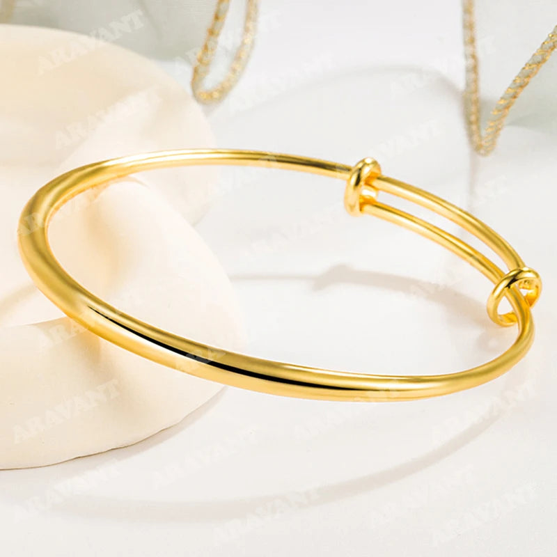 Aravant 925 Silver 18K Gold Simple Round Bangle For Women Fashion Jewelry