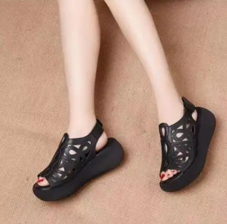 Women Sandals Soft Leather Wedges Shoes For Women Summer Retro Sandals 2022 Casual Shoes Female Heels Sandals Wedge Sandalias