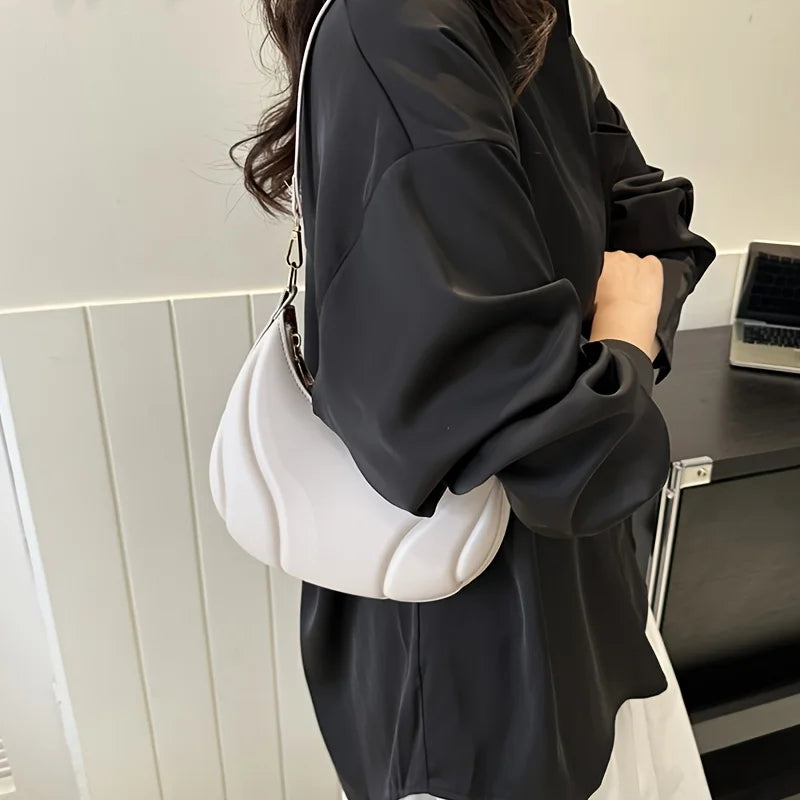 Women's French Handbag Shoulder Bag Textured Crossbody Bag Zipper Closure & Adjustable Strap Versatile for Work, Casual & Travel