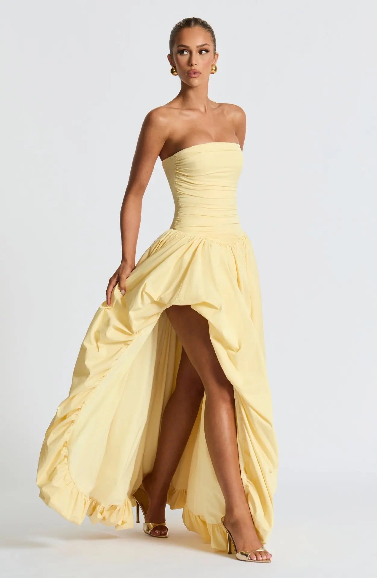 Sexy Evening Club Party Dresses Women 2026 Summer Bandage Lace Up Split Maxi Long Dress Elegant Strapless Backless Robe