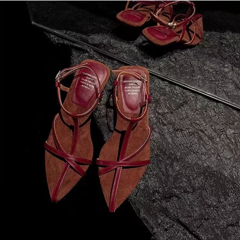2025 New Women's High-heeled Sandals Summer High-heeled Shoes Luxury  Strap Slingback Feminine Wedding Sandals