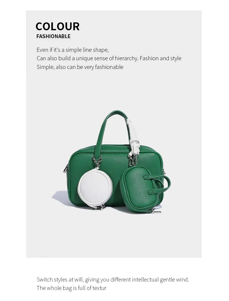 Boston Bag Women Fashion 2025 Euro-America Style Simple Shoulder Bag Handbags Composite Bag