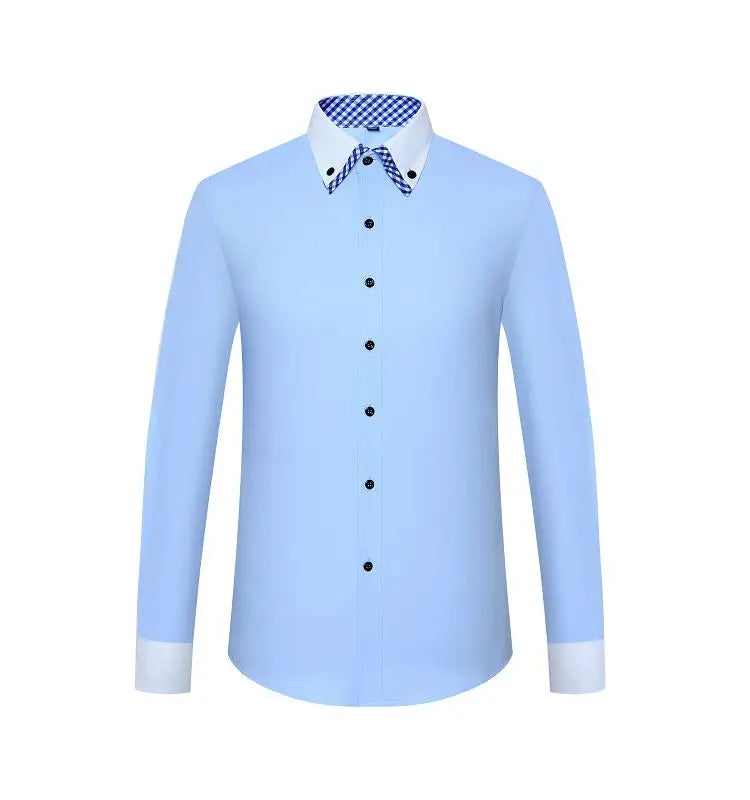 Men's Business Dress Shirt Long Sleeve Non Iron Fashion Double Layer Formal Regular Fit Office Camisa Social Solid Button Shirts