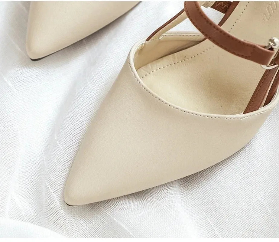 2026 Summer New Shoes for Women Pumps Elegant Chunky High Heels Pointed Toe Solid Ladies Shoes Female Sandals Zapatillas Mujer