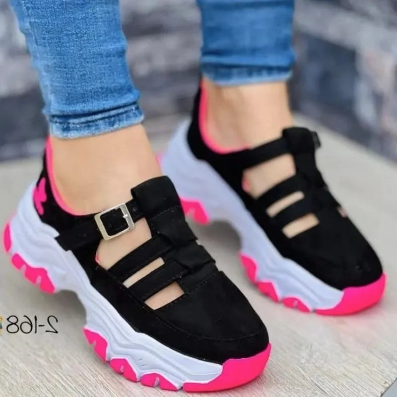 Fashion Sandals for Women Popular Buckle Thick Bottom Design Breathable Open Toed Women's Sandals Flat Casual Sports Shoes 슬리퍼