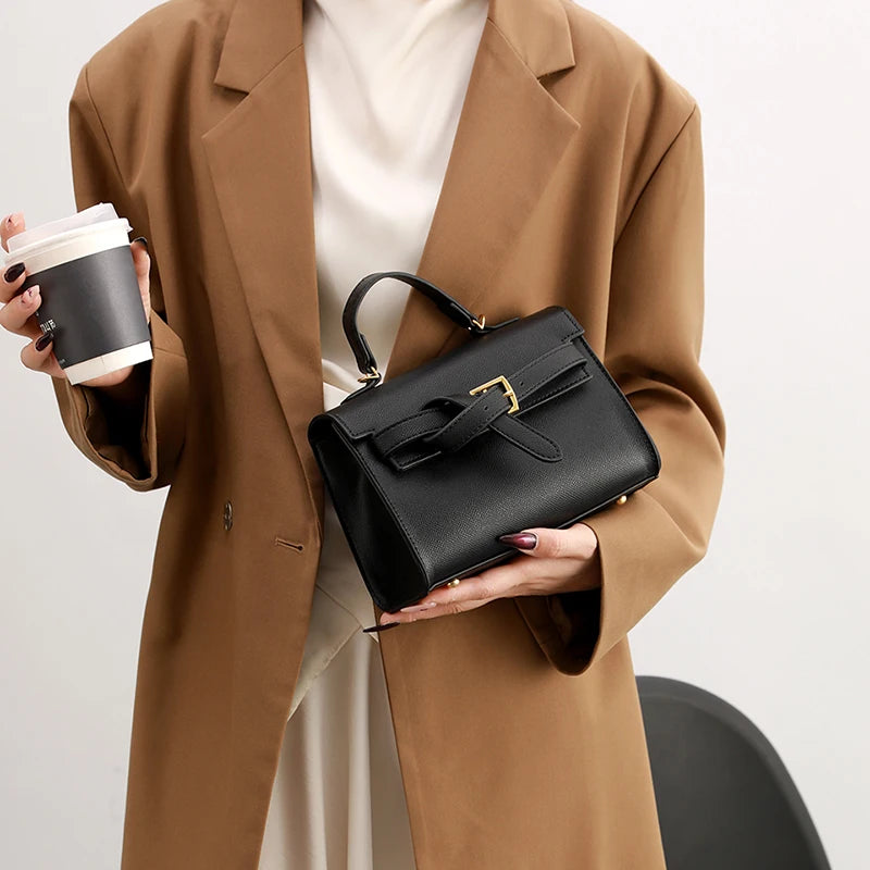 Classic Black Handbag Brand Bag Women Solid Small Pu Leather Crossbody Bag With Short Handle High End Sac A Main Designer Bosas