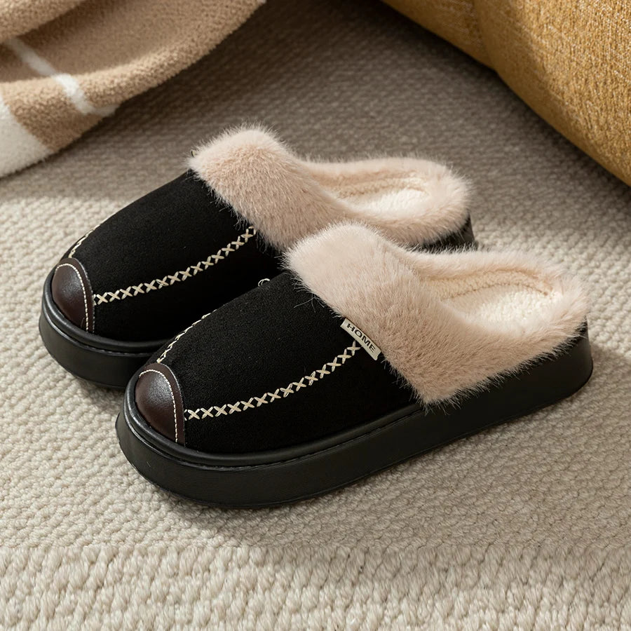 Fashion Women Slippers Winter Soft Thick Soled Indoor and Outdoor Warmth Comfort Breathable Non Slip Casual Couple Home Shoes