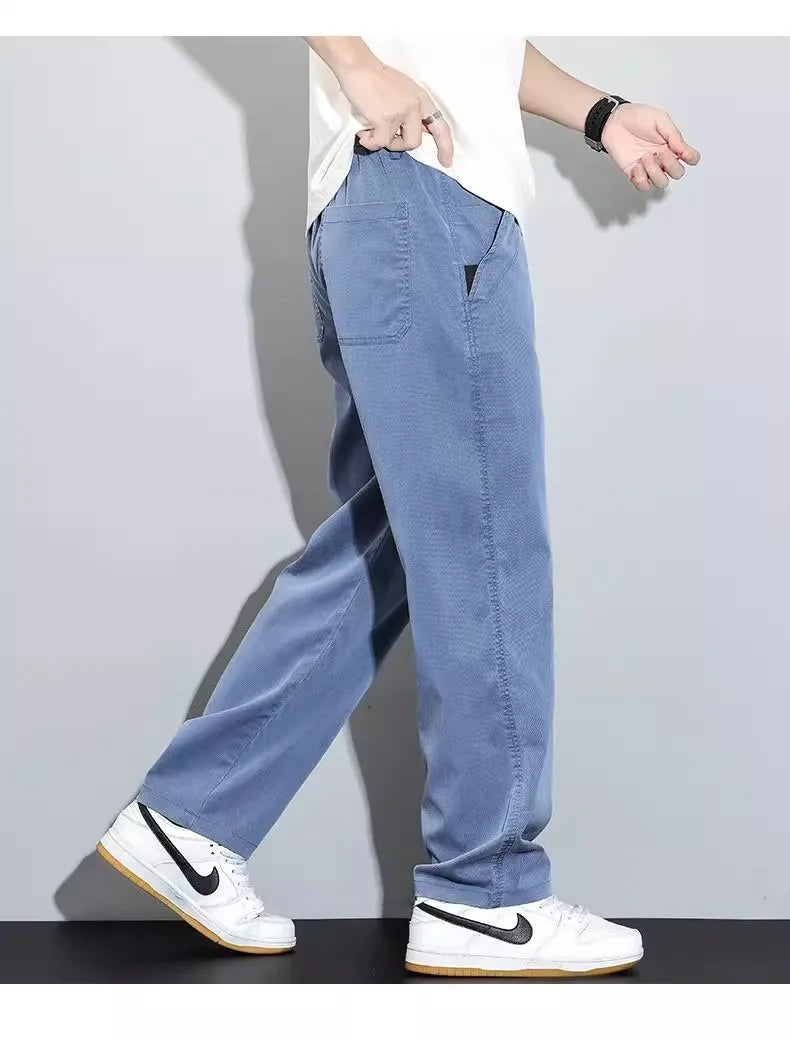 Tensi Casual Jeans Men's 2025 New Loose Straight Long Pants Summer Thin Sports