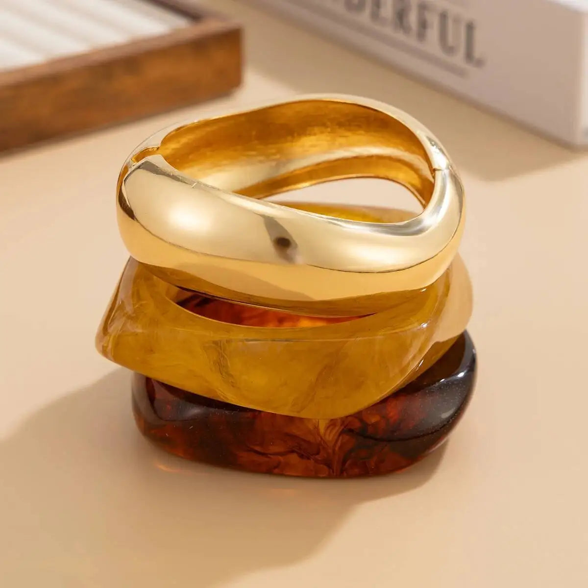3 Styles Boho Punk Resin Plastic Wide Bangles for Women Fashion Statement Hip Hop Charm Bracelets Grunge Jewelry Gift