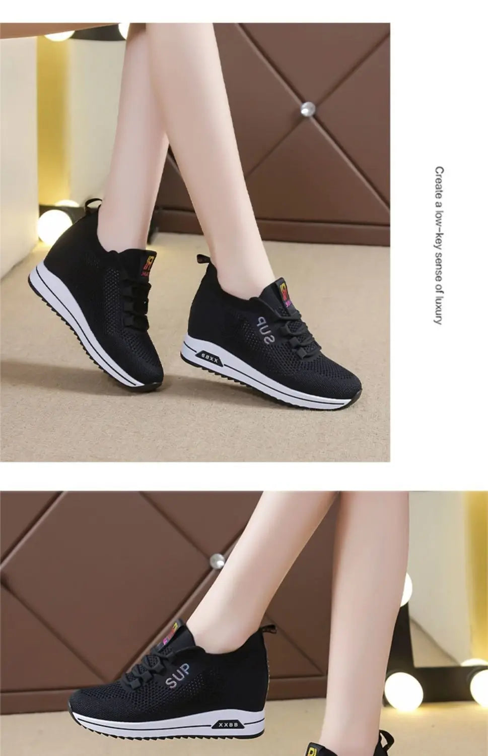 2025 Women's Wedges Shoes Platform Shoe Spring Breathable Casual Shoes Woman Fashion Sneakers Height Increasing Vulcanize Shoes