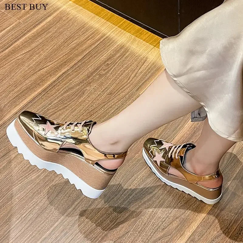 women wedge shoes pointed toe high heels platform office lady party shoes Plataform Height increasing Shoes Casual style
