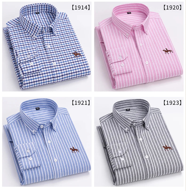 New in shirt 100%cotton plus size long-sleeve shirts for men slim fit formal fashion office shirt hight qulity plaid clothes