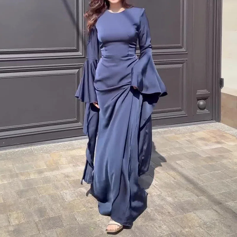 Eid Muslim Women Dress Abaya Flare Sleeve Vestidos Largos Party Caftan Jalabiya Ramadan Long Dresses Dubai Kaftan Arab Robe 2025