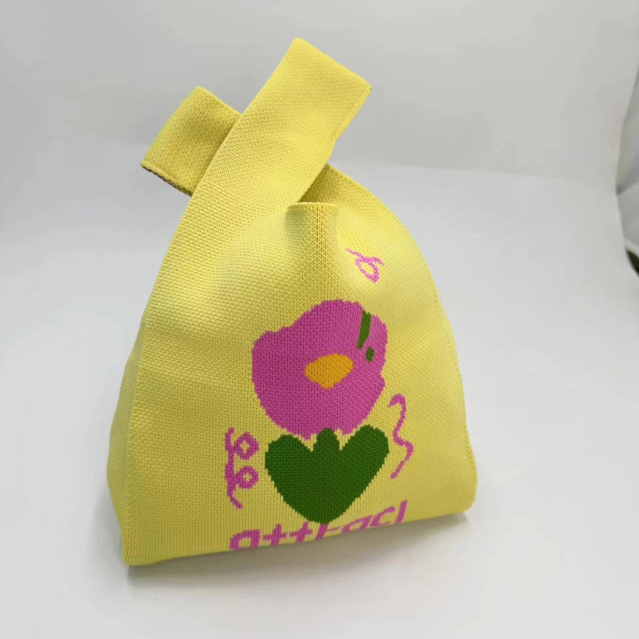 Women'S Knot Wrist Tote Bags Handmade Knitted Bag Portable Mini Striped Bucket Phone Bags Large Capacity Spring Summer Handbags
