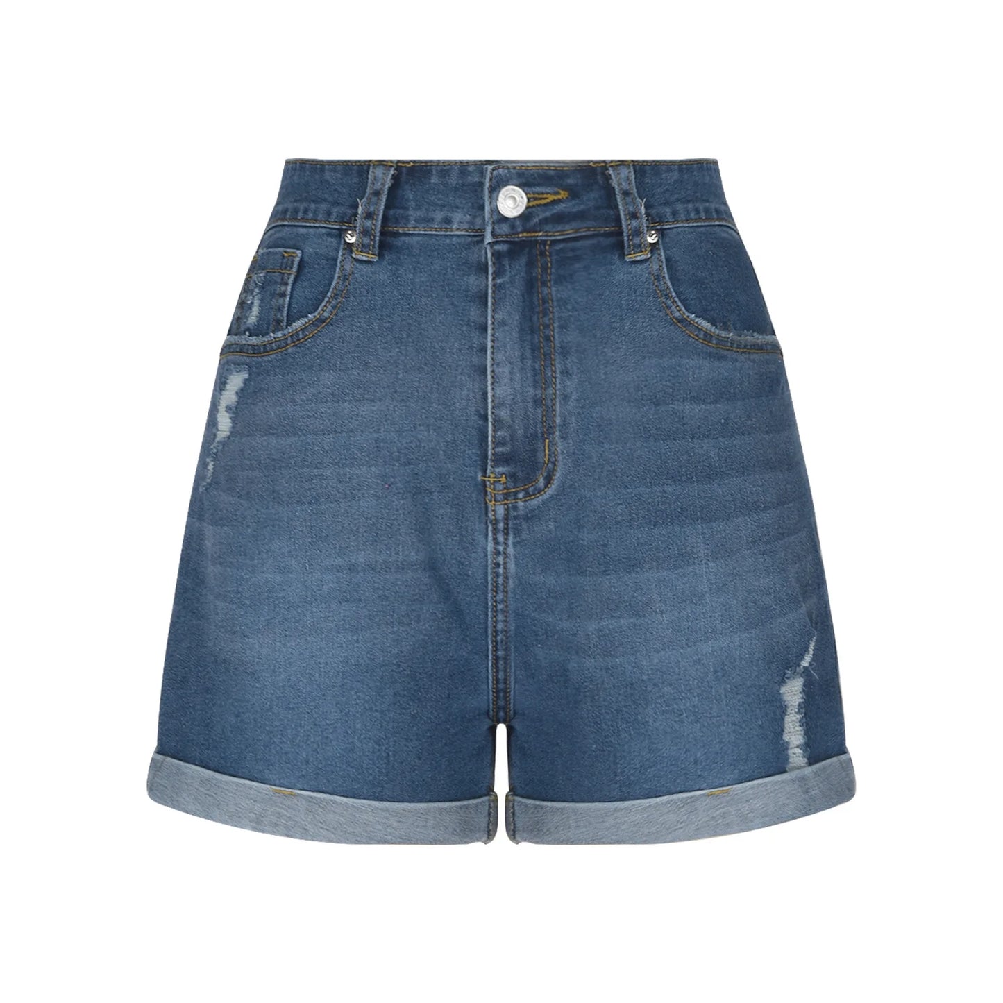Shorts Jeans Women Streetwear Denims Straight Button Jeans Pockets Spliced Solid High Waist Lady Elegant Short Pants Skinny