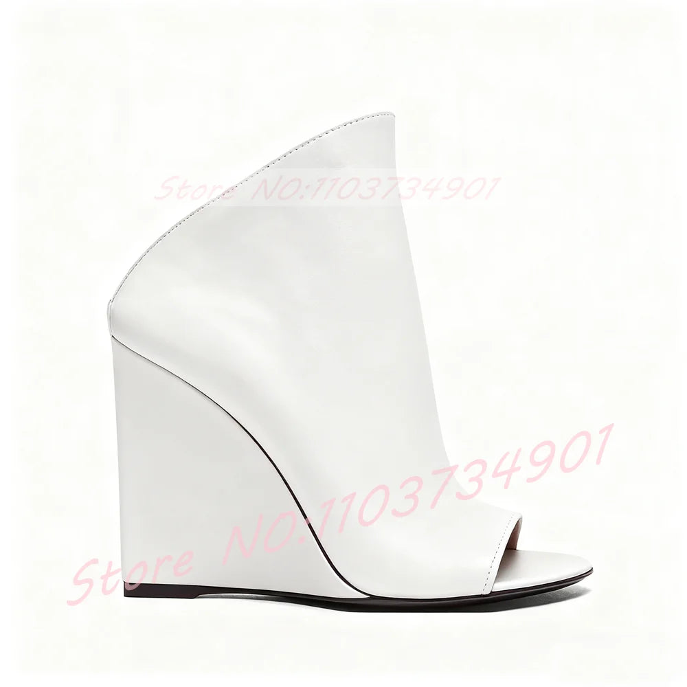 Slingback Rose Red Wedge Sandals Women Fashion Open Round Toe High Heels Sandals Female Sexy Party Nifty Slip-on Footwear