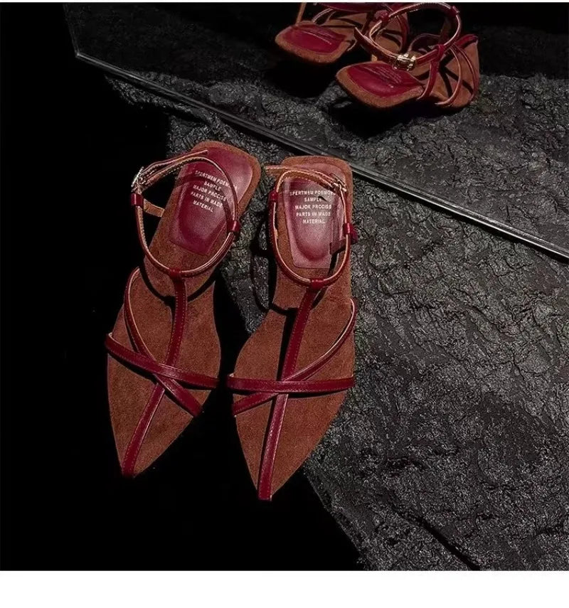 2025 New Women's High-heeled Sandals Summer High-heeled Shoes Luxury  Strap Slingback Feminine Wedding Sandals