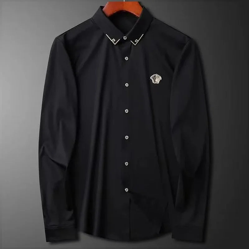 New Men's Slim Fit Long Sleeve Button Down Dress Shirt White Business Casual Lightweight High End