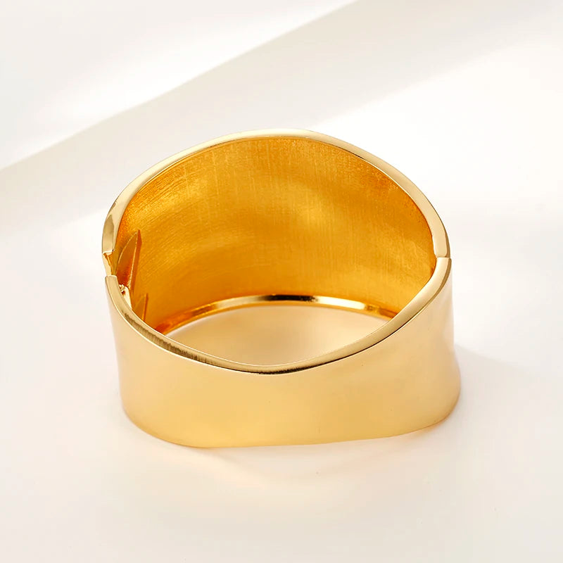 2025 Punk Hip Hop Wide Asymmetric Bangles Bracelets For Women Statement Alloy Bangles Men Jewelry Femme Accessories Manchette