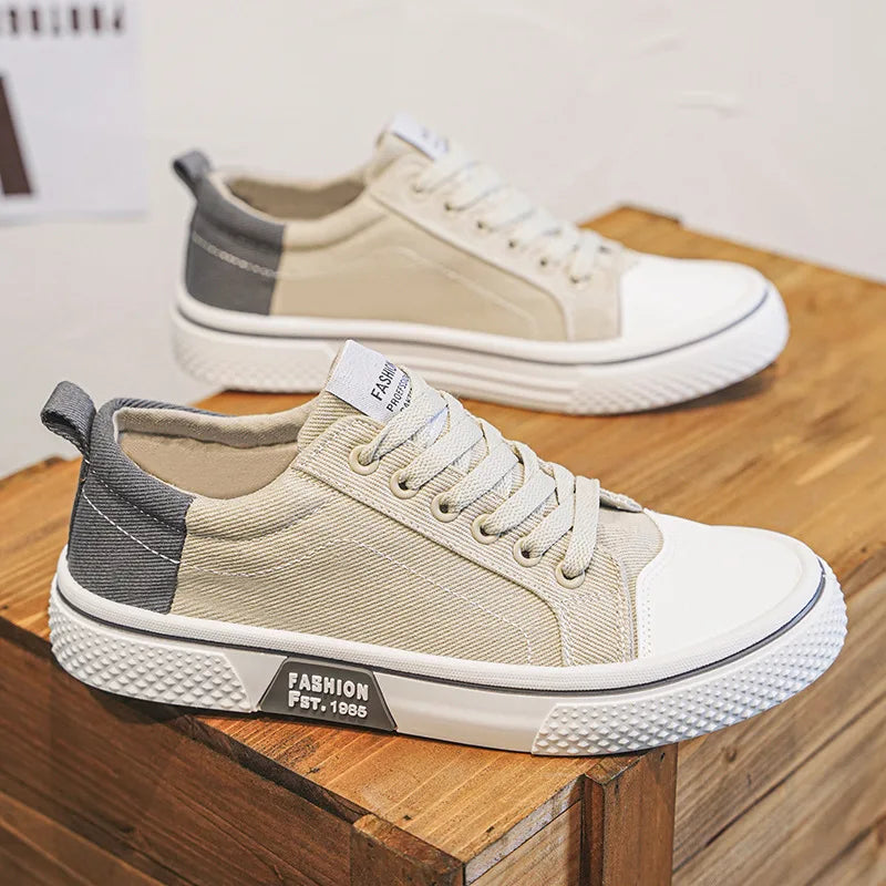 Mens Breathable Canvas Skate Shoes Soft Sole Casual Sneakers Trendy Versatile Lightweight Non-Slip Slip-On Sports Footwear 37-48