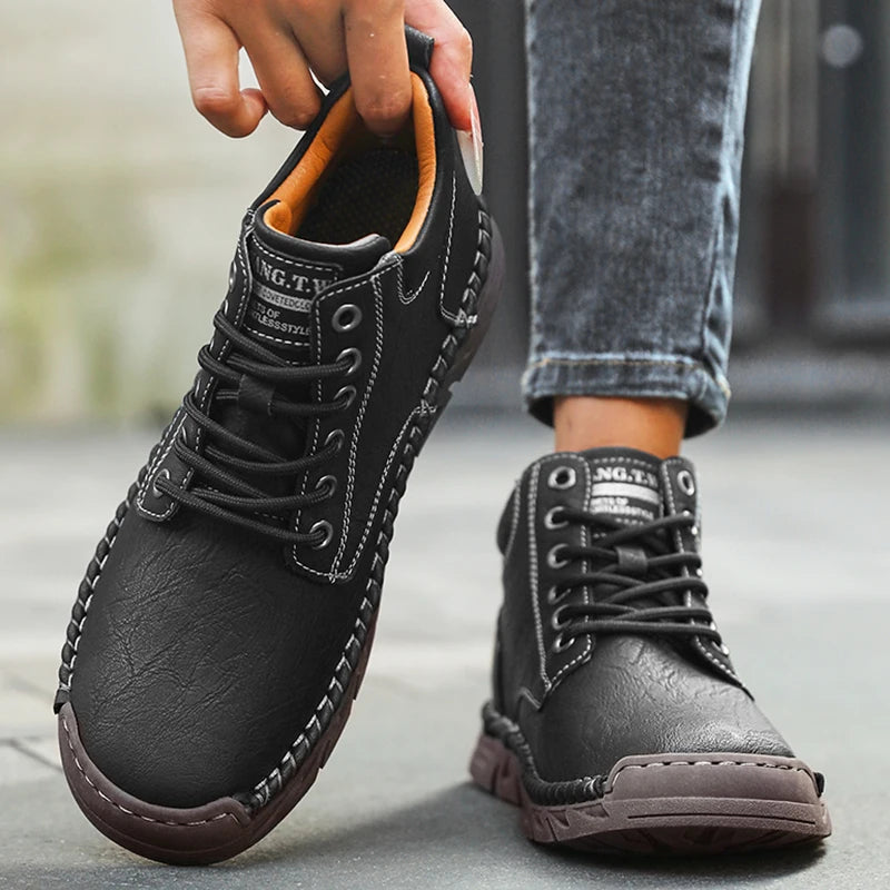 Women's Barefoot Sports Shoes Handmade Men's Boots Ankle Winter Happy Shoes Autumn Outdoor Hiking Boots High Top Shoes Anti Slip