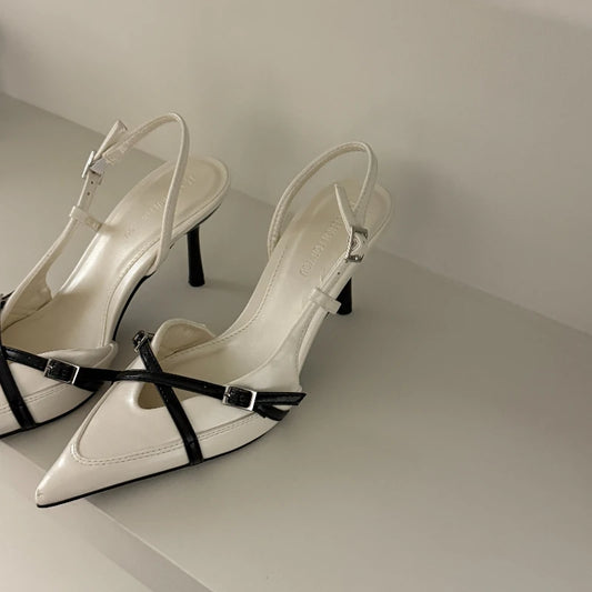 Ladies High Heels New Fashion Buckled Slingback Sandals 2025 Summer Sexy Pointed Toe Stiletto Heels Casual Party Dress Zapatos