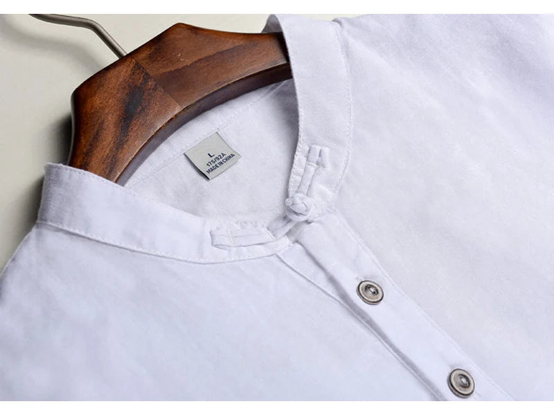 Streetwear Summer Fashion Shirt Men Short Sleeve Casual Cotton Linen Shirt Hombre Round Collar Designer Leisure T-shirt Men