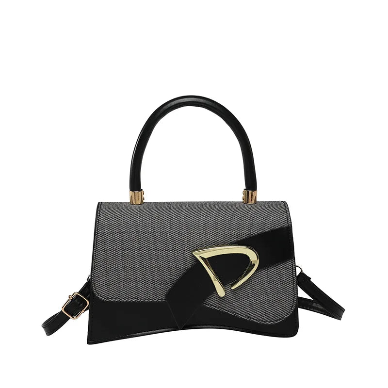 Women's Bags, Hand-held Spliced Contrasting Crossbody Bag, Fashion and Versatile Simple Casual Single Shoulder Small Square Bag