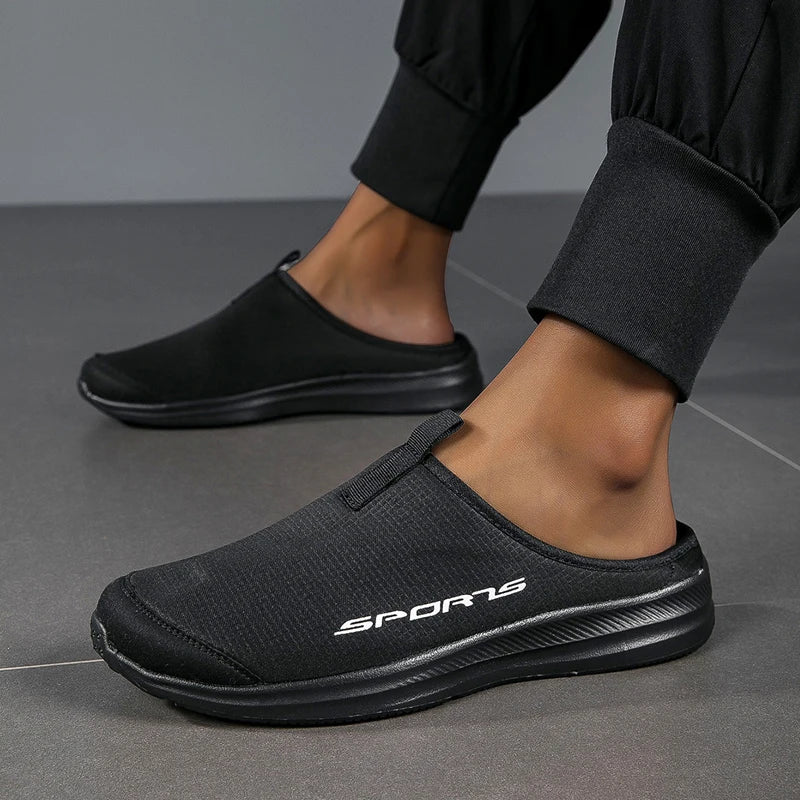 Men's Summer Slip-On Shoes Lightweight Casual Half Slippers for Women's Outdoor Soft Bottom Support Walking Shoes Size 36-46