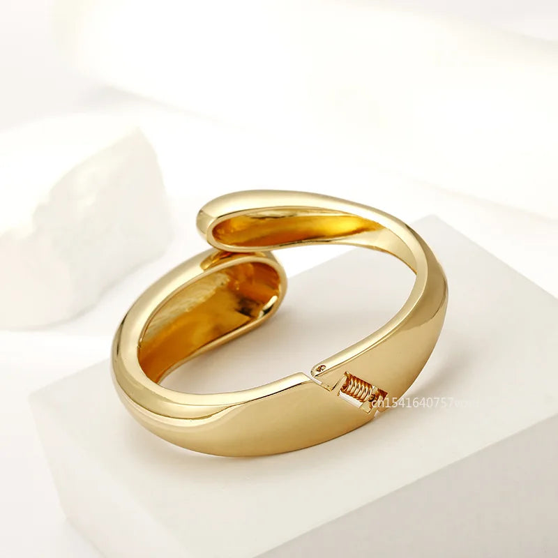 Top Quality Fashion Bangles Gold Color Alloy Simple Wide Opened Bangles Snake Bracelet & Bangles For Women