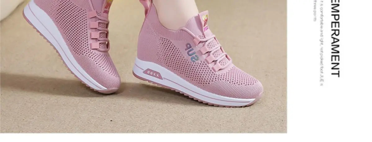 2025 Women's Wedges Shoes Platform Shoe Spring Breathable Casual Shoes Woman Fashion Sneakers Height Increasing Vulcanize Shoes