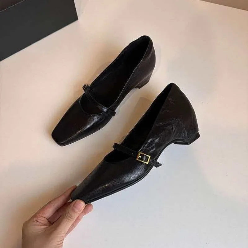 2026 Spring New Arrival Sweet Elegant Shoes Women Wedge Heel Pointed Toe Women's Shoes Sandals Metal Buckle Trim Sandals 4155