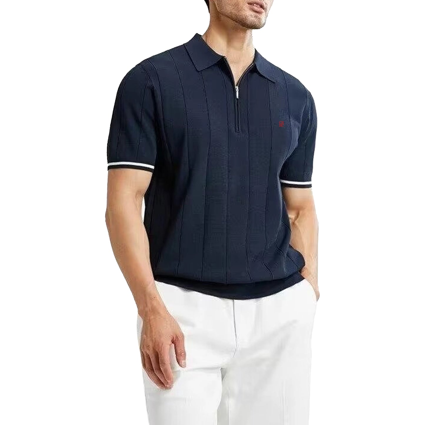 Men's T Shirt Short Sleved Polo Shirt Zipper Collar Embroidery Design Fashion Casual Men Polo Shirts Daily Tops Men T Shirt