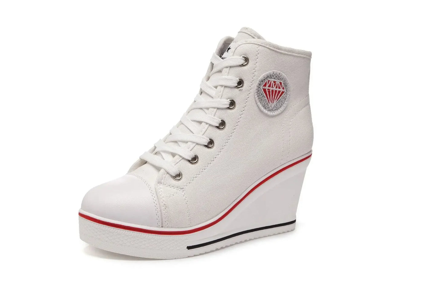 Wedge Heel Casual Shoes for Women New Canvas Shoes Side Zipper High Heel Lace Up Shoes Woman's Heightening Platform Sneakers