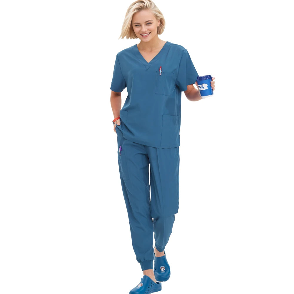 Summer Medical Scrubs Hospital Uniforms Doctor Nurse Workwear 4-way Stretch Pet Clinic Nursing Suits Dentist Working Clothes S21