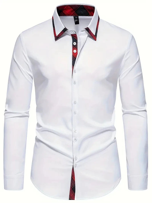 Three-color men's Solid Color Shirt Long Sleeves multi-button Business Casual Comfortable high-quality Lapel men's Tops