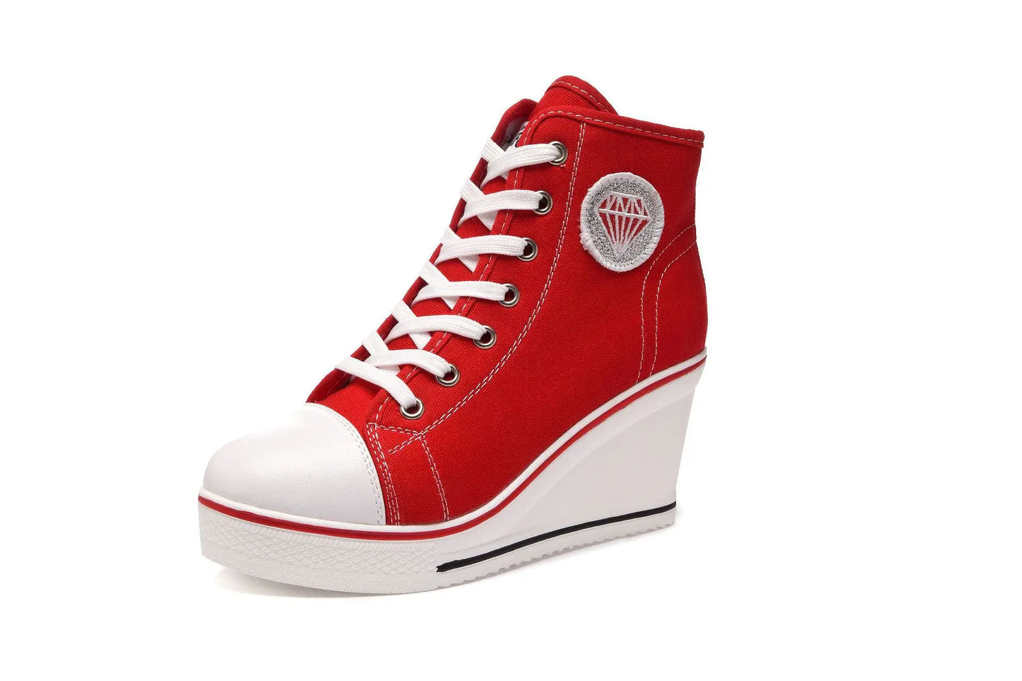 Wedge Heel Casual Shoes for Women New Canvas Shoes Side Zipper High Heel Lace Up Shoes Woman's Heightening Platform Sneakers