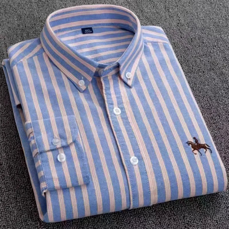 New in shirt 100%cotton plus size long-sleeve shirts for men slim fit formal fashion office shirt hight qulity plaid clothes