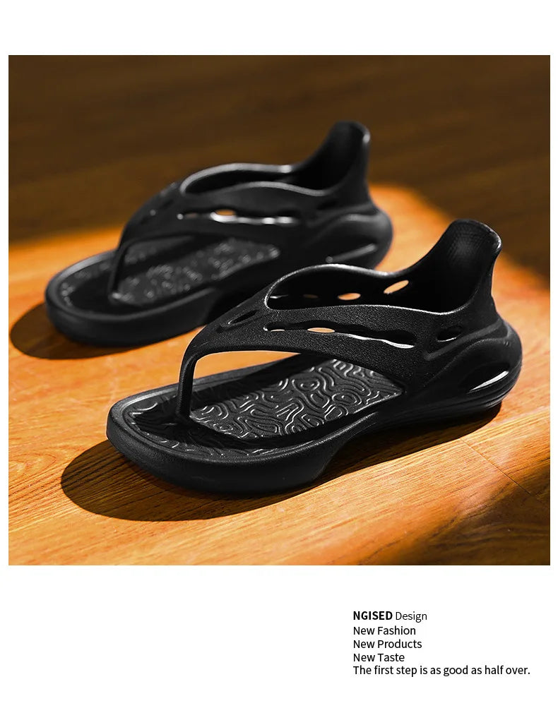 Women's Sport Sandals Summer Flat Flip-Flops Comfortable Casual Slip-On Slippers Lightweight Platform Hollow Design Flip-flops