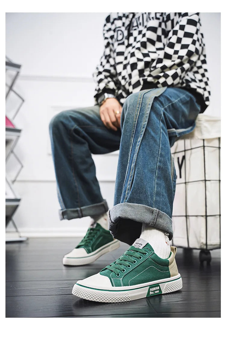 Mens Breathable Canvas Skate Shoes Soft Sole Casual Sneakers Trendy Versatile Lightweight Non-Slip Slip-On Sports Footwear 37-48