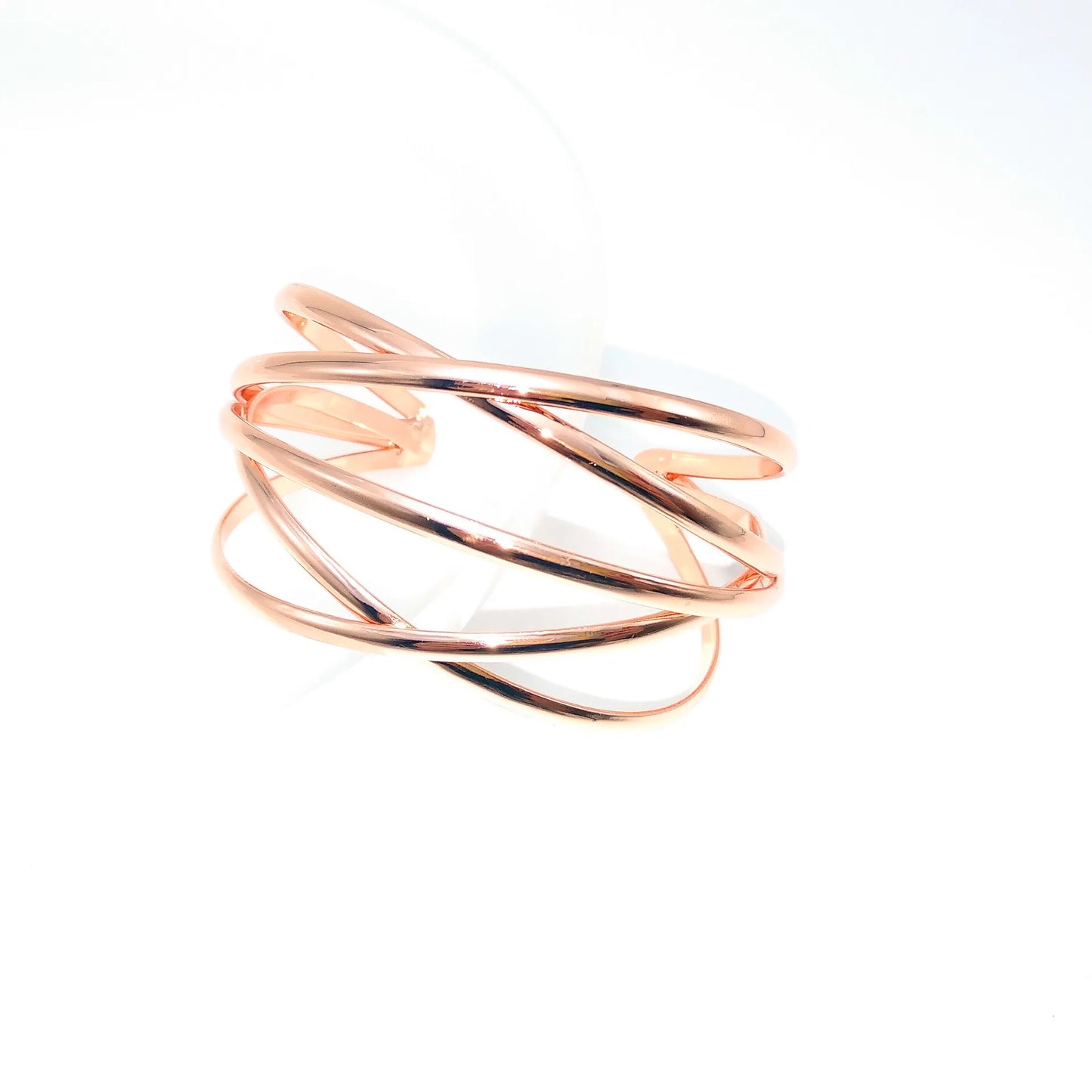 Vintage Gold Plated Hyperbolic Cuff Bangle Layered Wide Wire Statement Bracelet Bold Gift for Women
