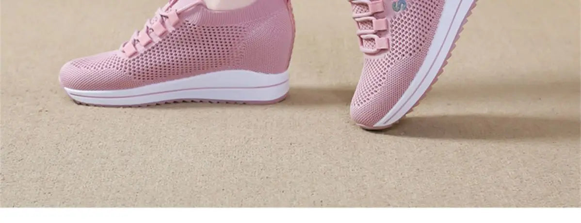 2025 Women's Wedges Shoes Platform Shoe Spring Breathable Casual Shoes Woman Fashion Sneakers Height Increasing Vulcanize Shoes
