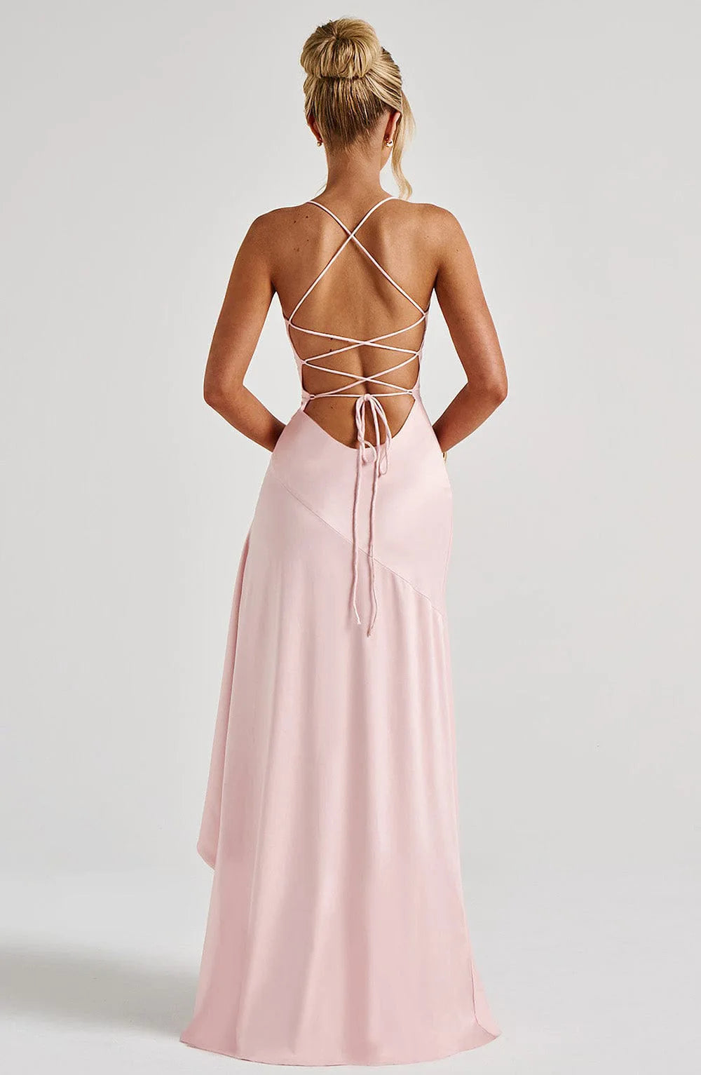 Summer Dresses For Woman Sexy Vestidos Slim Backless Elegant Evening Dress Slit Solid Color Spaghetti Strap Leace-up Temperament