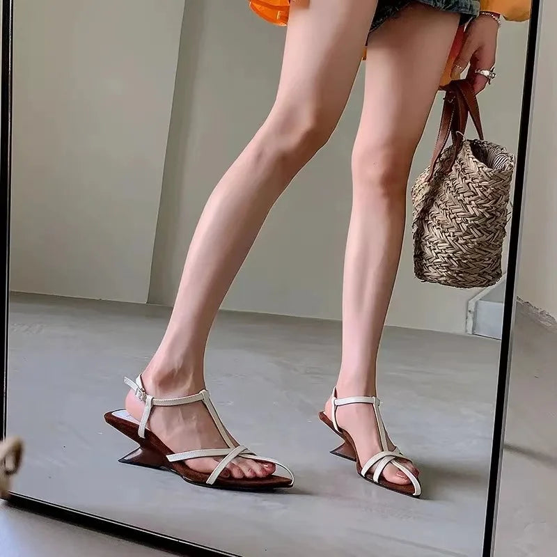 2025 New Women's High-heeled Sandals Summer High-heeled Shoes Luxury  Strap Slingback Feminine Wedding Sandals