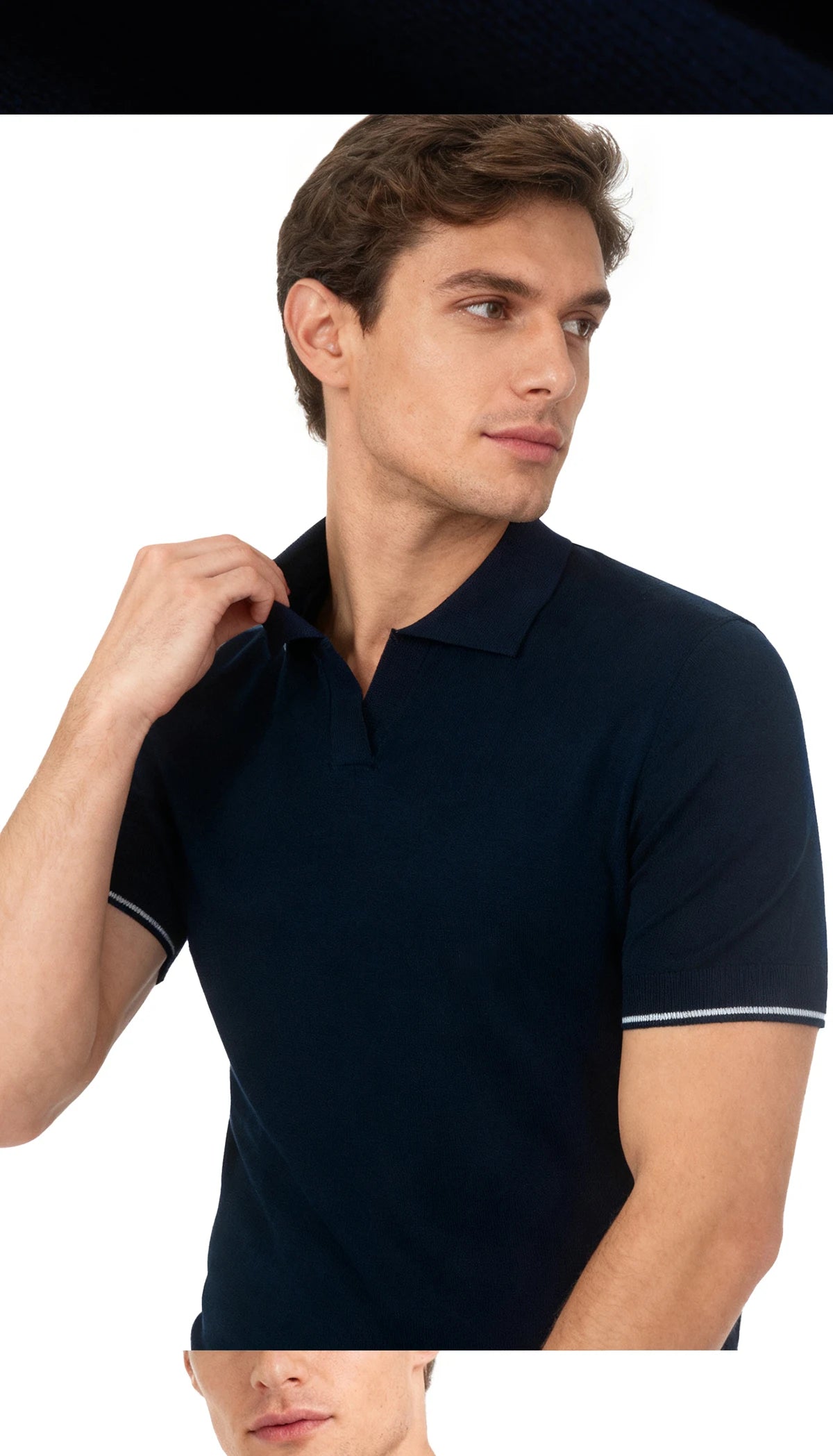 CHCH Stripe Knit Polo Men's Shirts Summer New Slim Solid Color Breathable Turn-Down Collar Business Short Sleeve Polo Tops