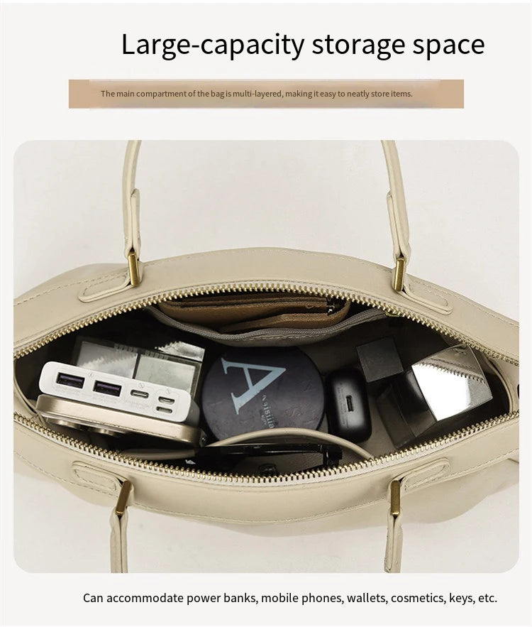 New Women's Bags, Fashionable and Simple Handbags, Niche High-End Shoulder Bags, Versatile Casual Bags for Commuting, Large-Capacity Tote Bags, Soft Leather Crossbody Bags