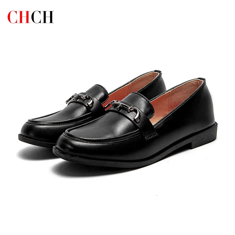 C-H Woman's Flat Shoes 2025 New Black Women's Business Shoes Commuter students