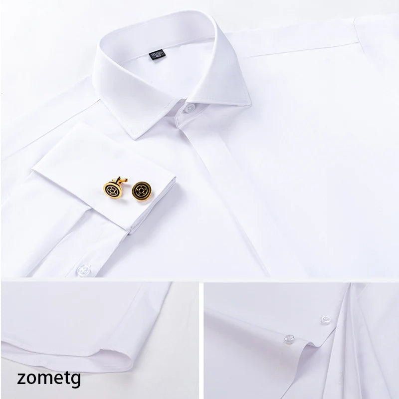 French Cuff Shirts Men's Dress Shirt Jannydaystore Formal Mens Top wear Wear ali Business Shirts zometg dress shirt