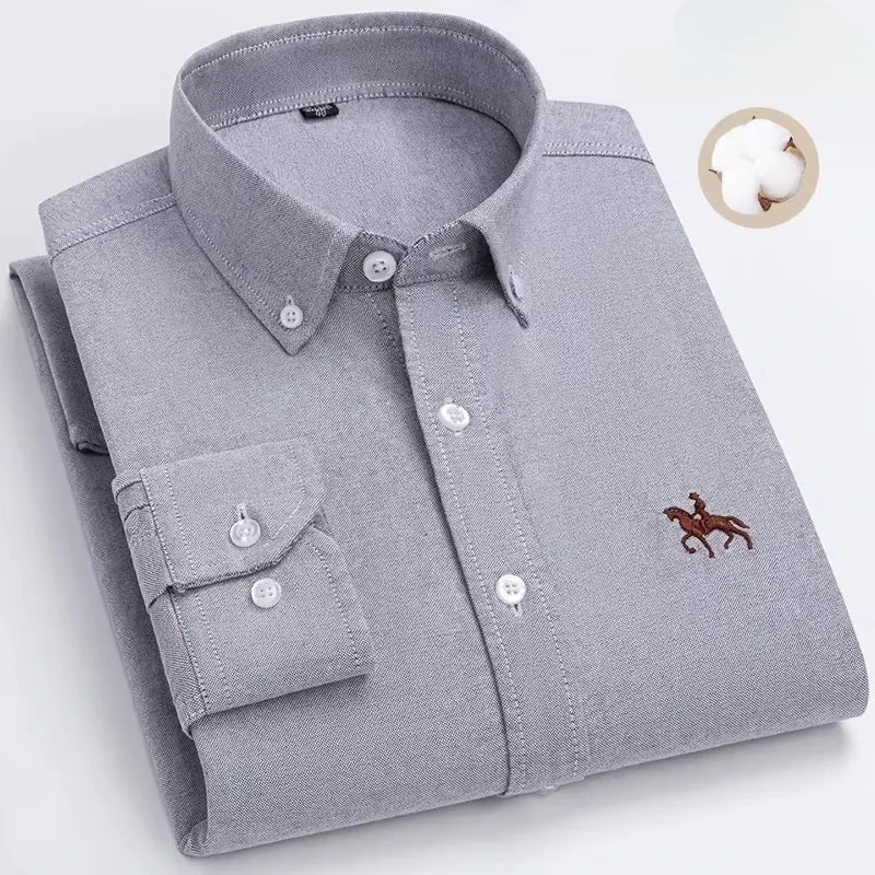 New in shirt 100%cotton plus size long-sleeve shirts for men slim fit formal fashion office shirt hight qulity plaid clothes