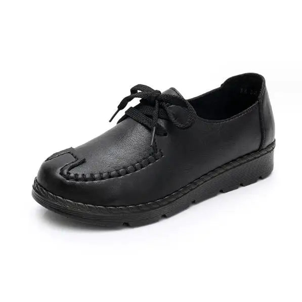 Classic Genuine Leather Women Shoes Round Toe Casual Comfortable Women's Wedge Shoes Spring Autumn Fashion Mother Shoes 10models
